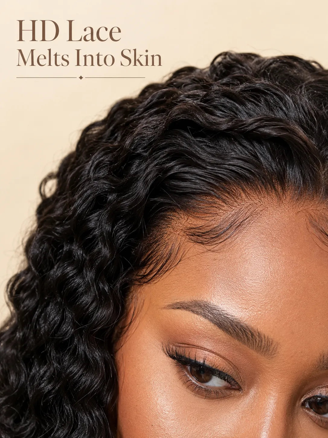 Close-up view of deep wave hair texture with soft natural finish with soft texture and natural finish