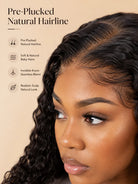 Product detail view of deep wave human hair wig with soft texture and natural finish