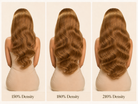 Three images showing different hair density levels with a person from behind.