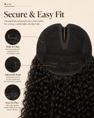 Back view of straight human hair wig with natural volume with soft texture and natural finish