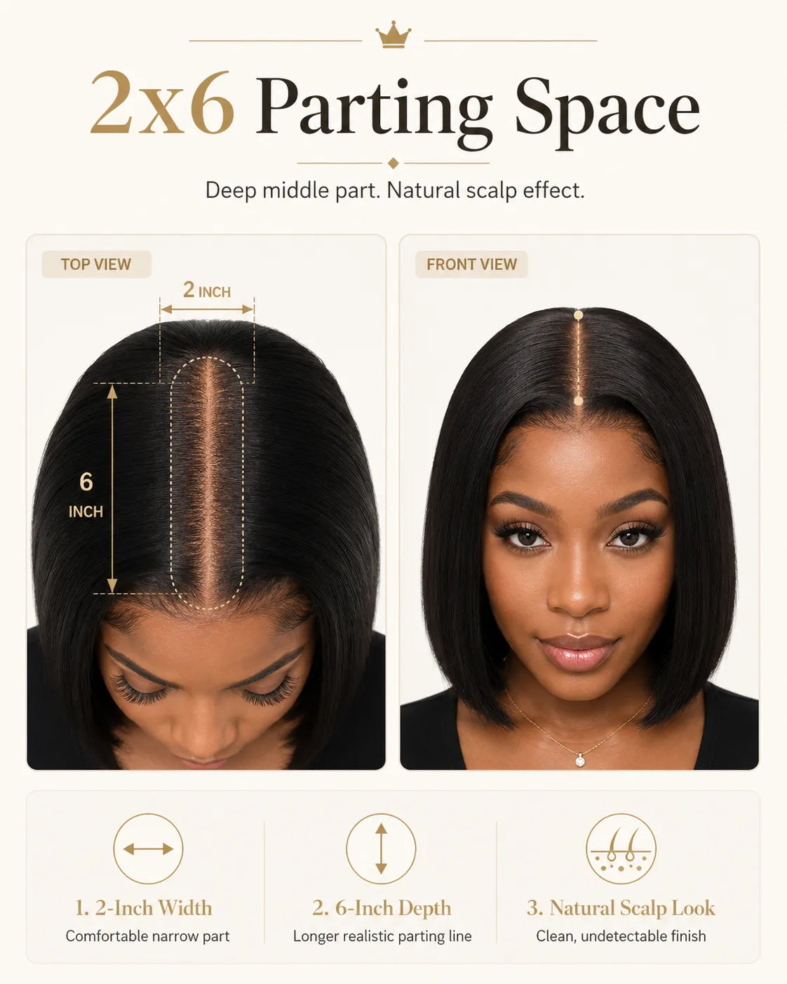 Lifestyle view of model wearing highlight straight human hair wig with soft texture and natural finish
