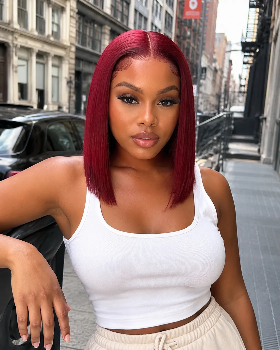 Side view of human hair wig showing natural hairline with soft texture and natural finish