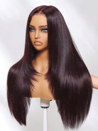 Detail view of lace front and natural hairline with soft texture and natural finish
