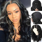 Side view of body wave lace wig showing natural hairline with soft texture and natural finish
