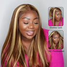 Back view of brown straight human hair wig with natural volume with soft texture and natural finish